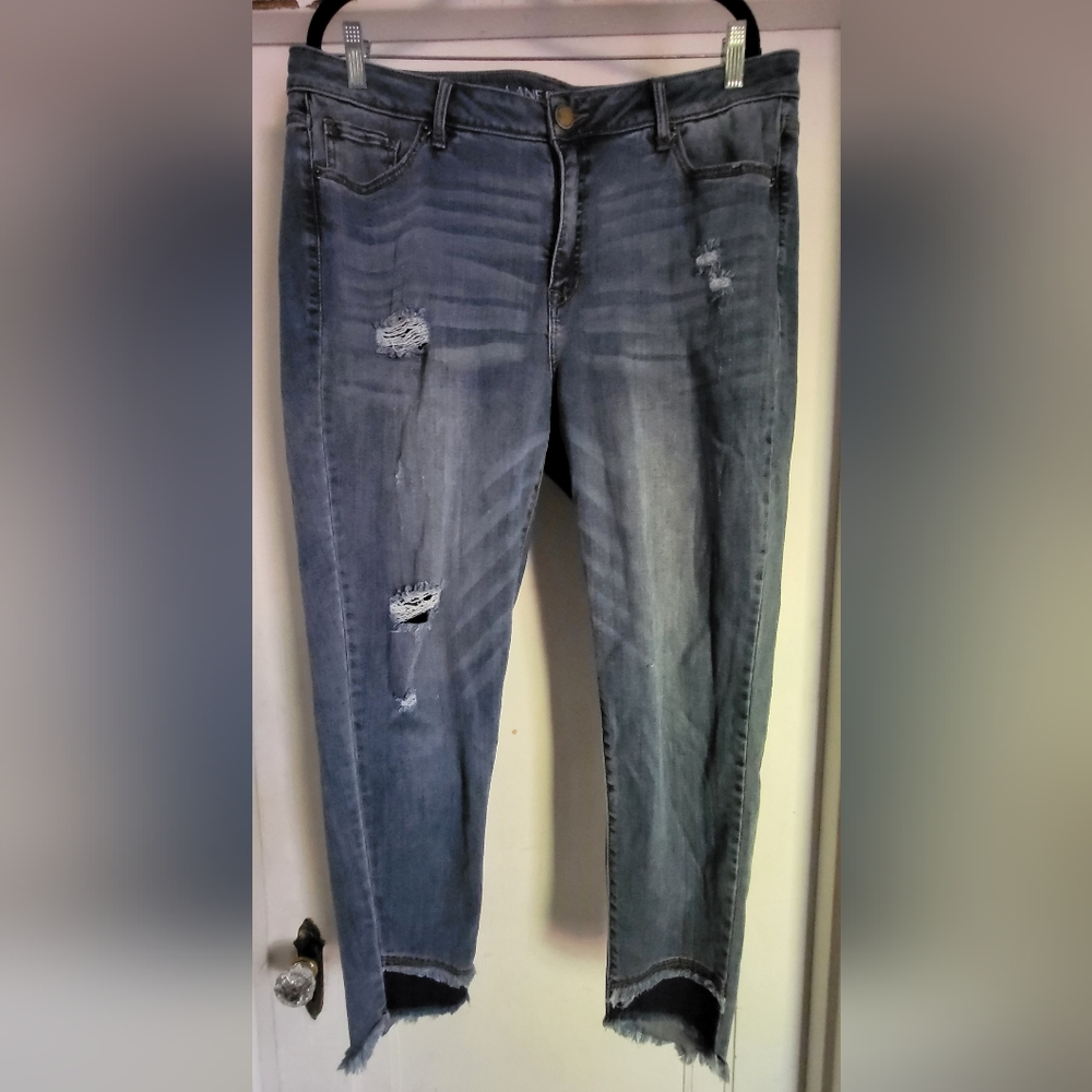 Lane Bryant ankle skinny, size 18, medium blue, slightly distressed